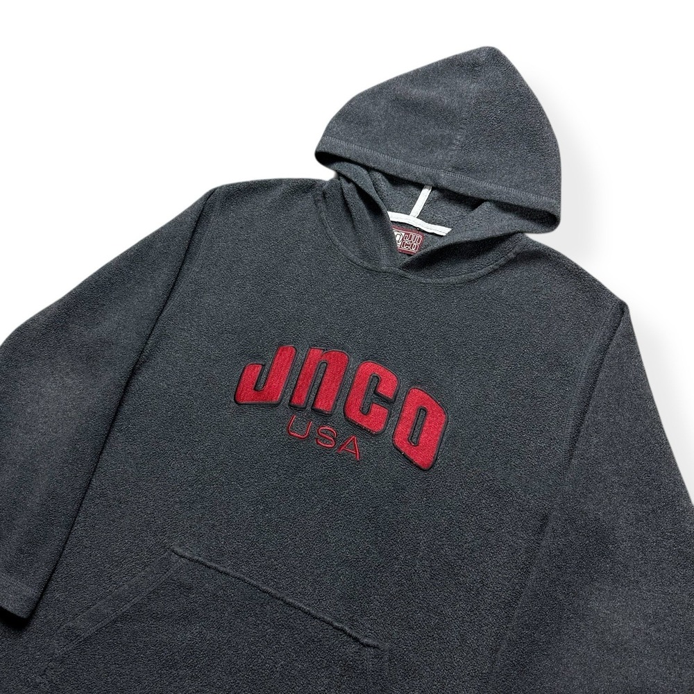 Vintage Y2K‎ JNCO Jeans Embroidered Gray Hoodie Sweatshirt Men's XL Distressed - Picture 3 of 15